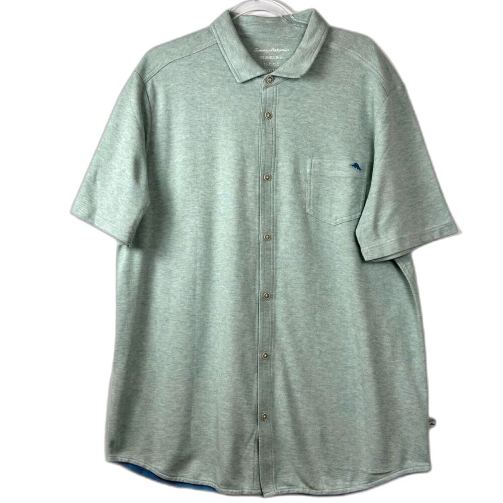 Tommy Bahama IslandZone Supima Shirt Mens XLT Extra Large Tall Mint Green Pique